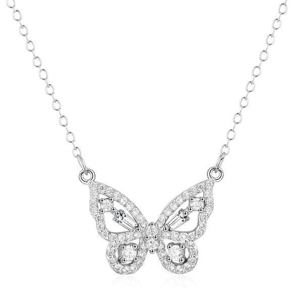 Butterfly diamond necklace, zircon