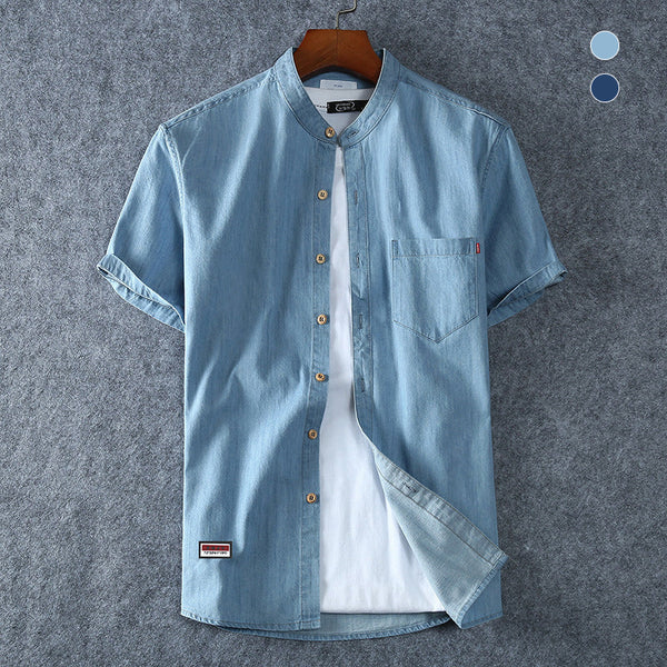 Short-Sleeved Denim Shirt