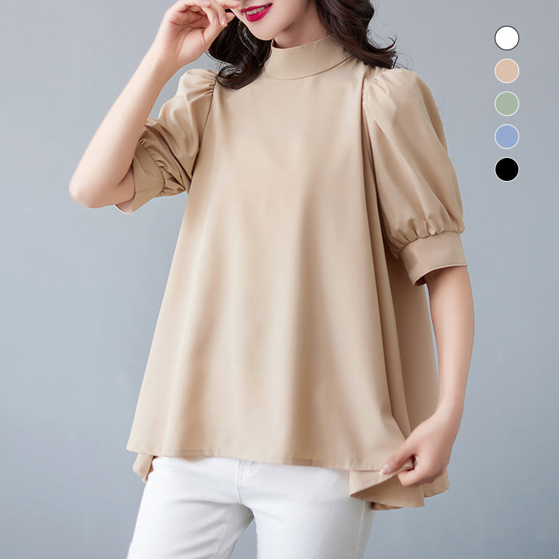 Bow Tie Stand-up Collar Shirt