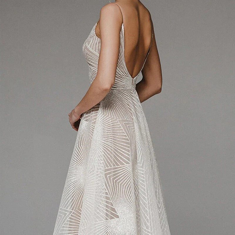 Stylish V-neck Strap A-line Dress