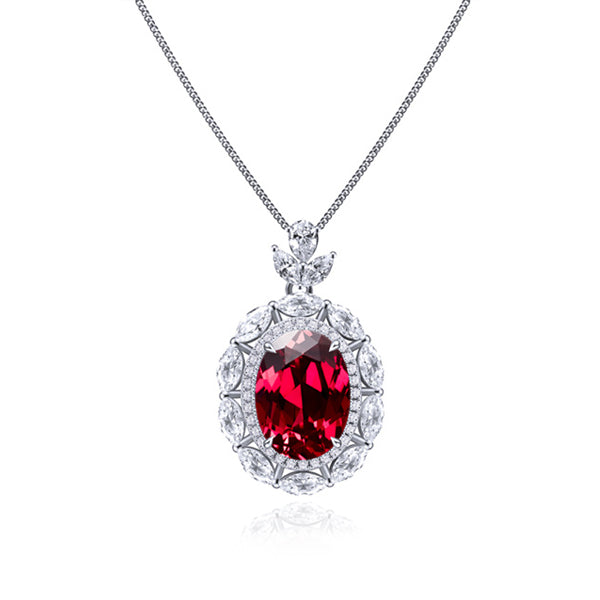 Withinhand Red Vintage Oval Created Necklace Pendant