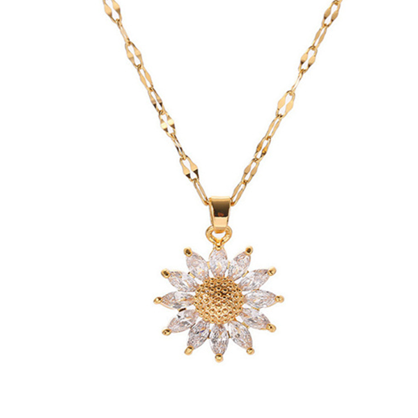 delicated, sparkling, sunflower, clavicle chain
