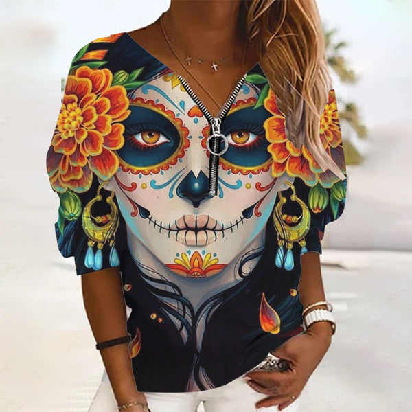 Colorful Halloween Zip Up Sweatshirt