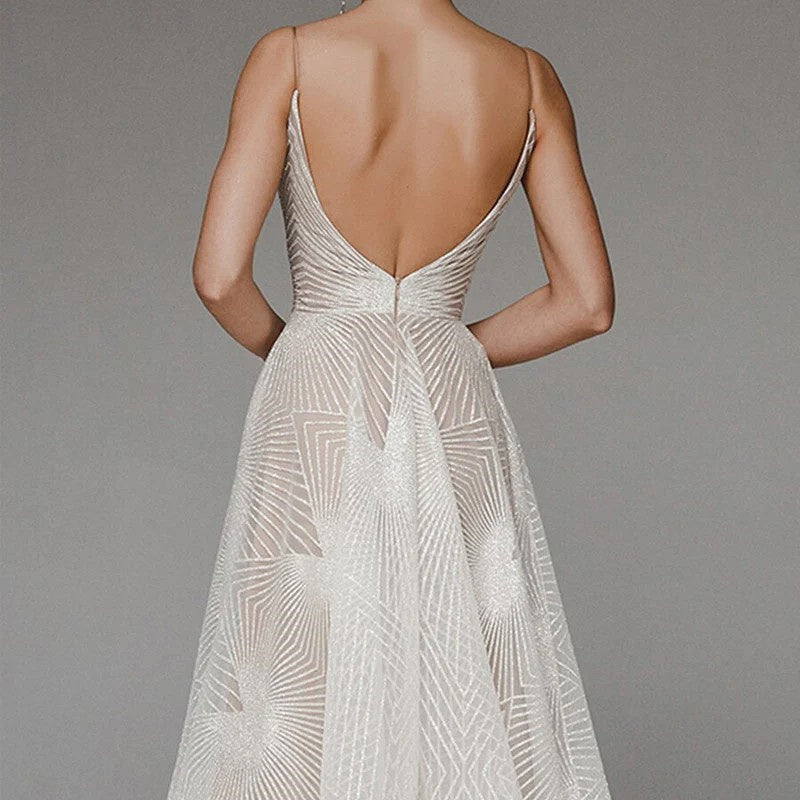 Stylish V-neck Strap A-line Dress