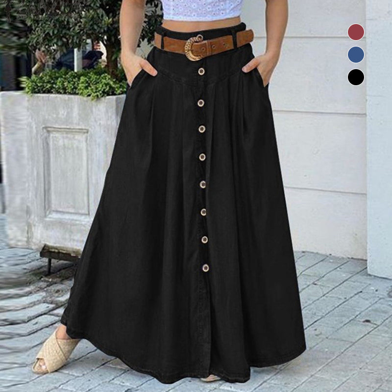 High Waist Pocket Casual Dress