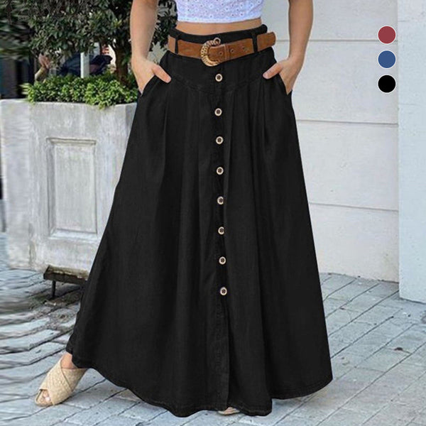 High Waist Pocket Casual Dress