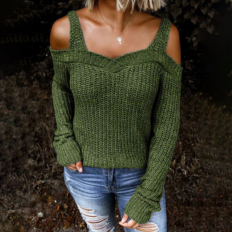 Solid Color Long Sleeve Hollow Sweater