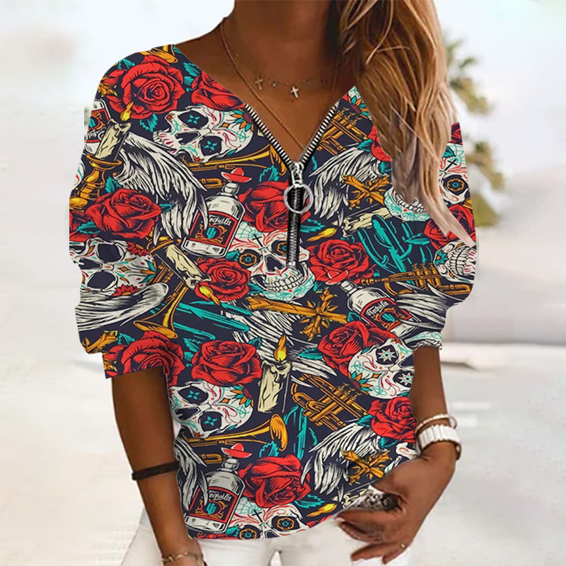 Colorful Halloween Zip Up Sweatshirt