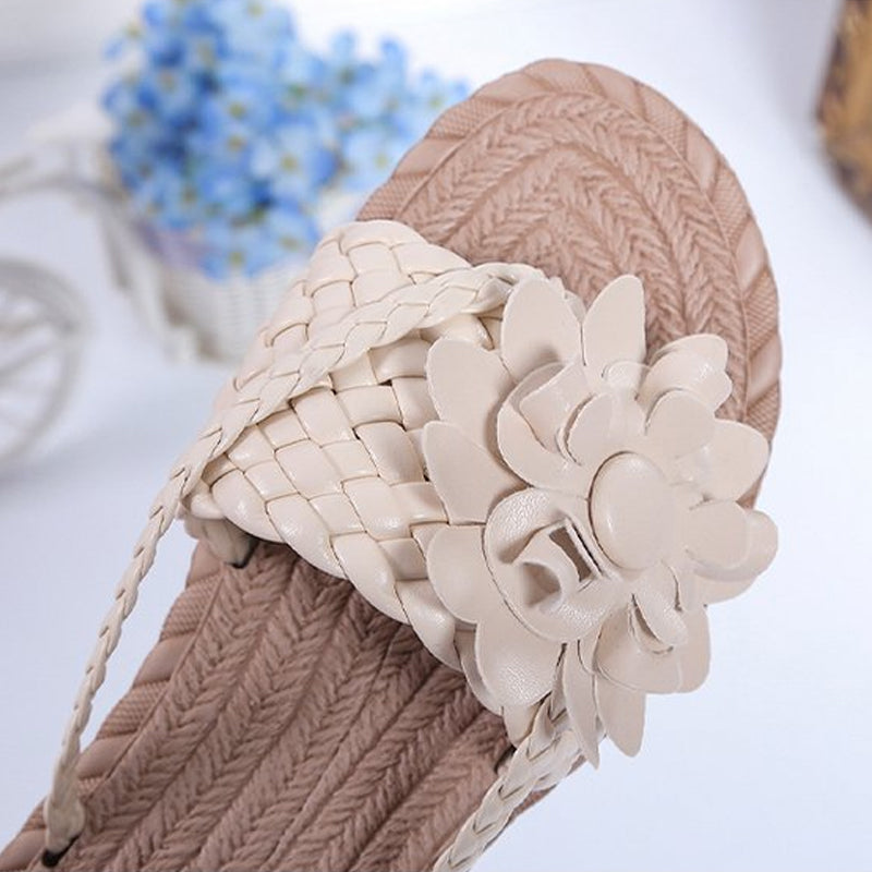 Floral Pattern Beach Flip Flops