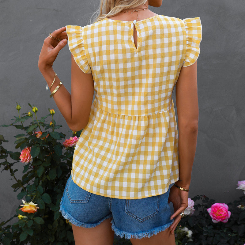 Plaid Sleeveless T-Shirt
