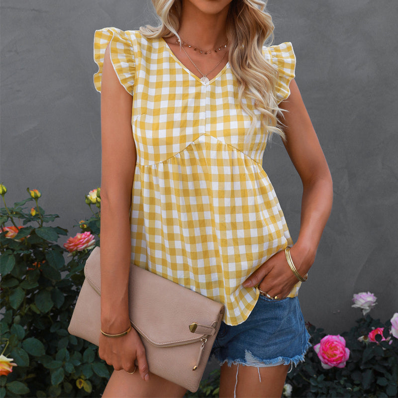 Plaid Sleeveless T-Shirt