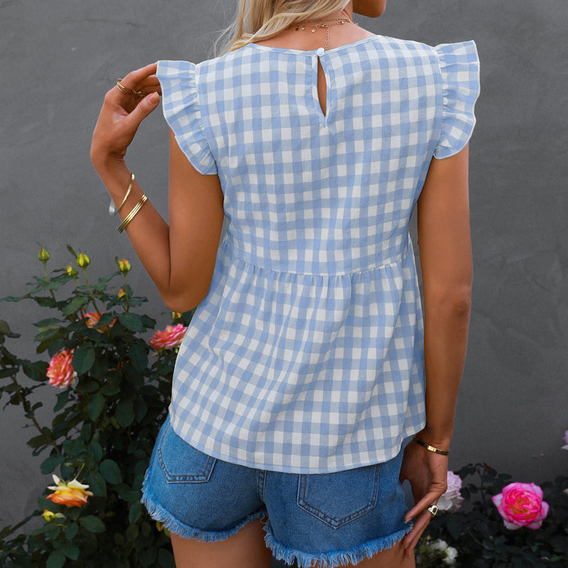 Plaid Sleeveless T-Shirt