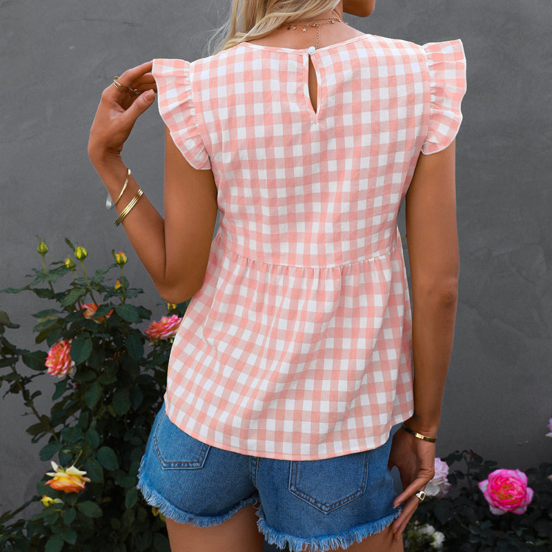 Plaid Sleeveless T-Shirt