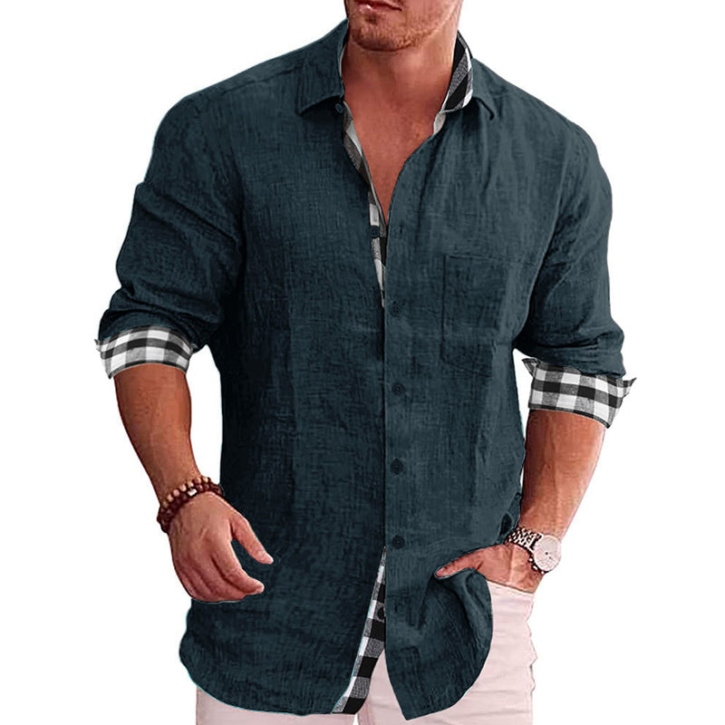 Gentleman Paneled Casual Buttons Pocket Shirt