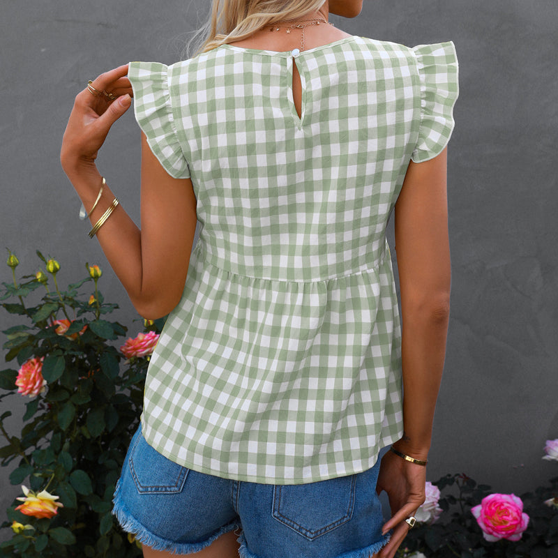 Plaid Sleeveless T-Shirt