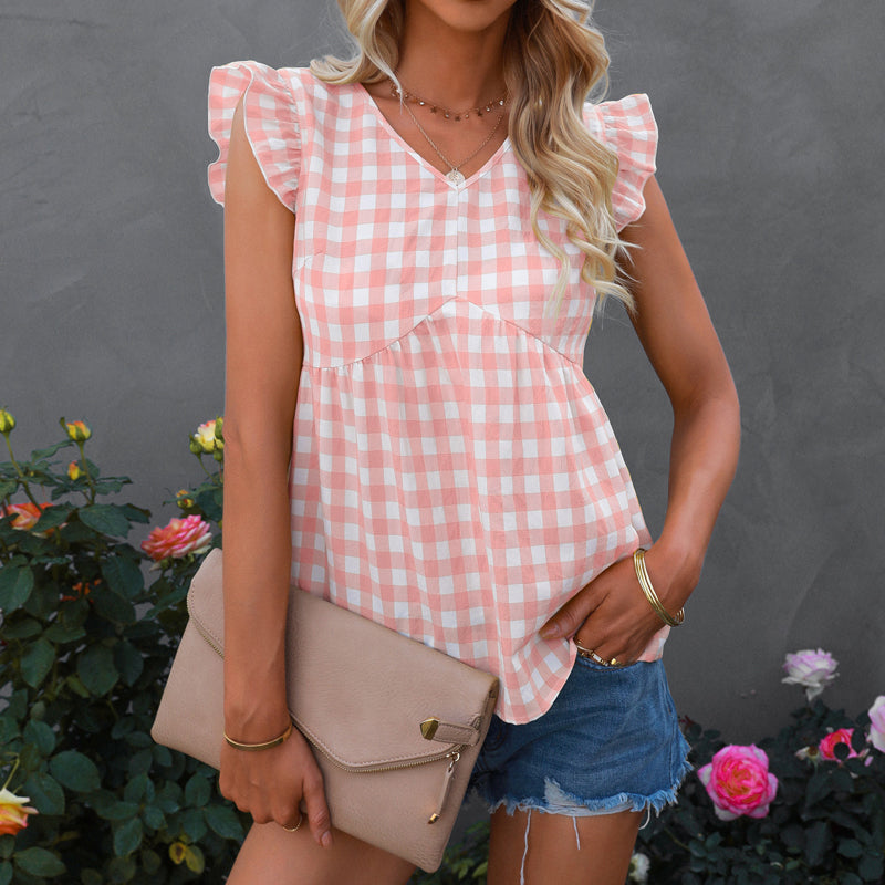 Plaid Sleeveless T-Shirt