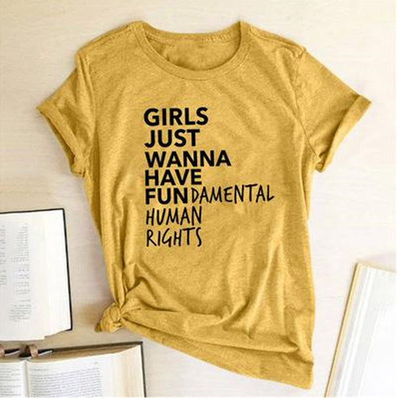 Letters Solid Color T-shirt