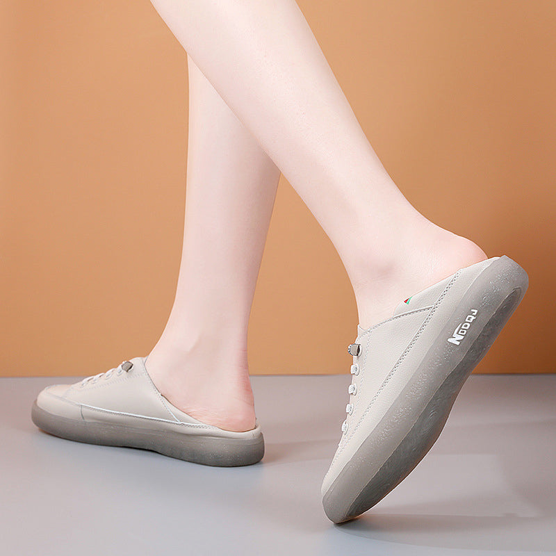 Women's Soft Leather Casual Shoes With Elastic Laces