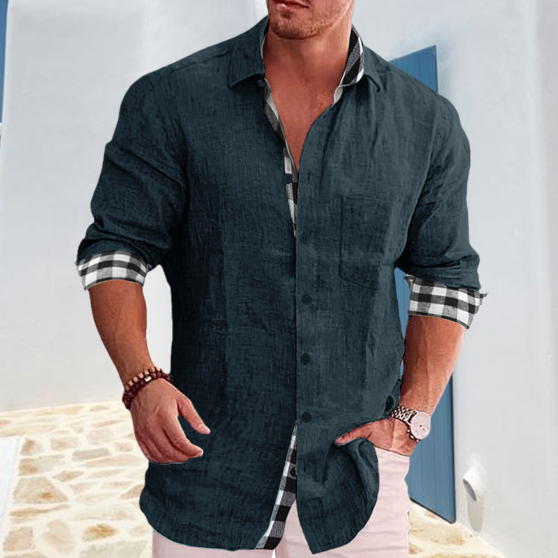 Gentleman Paneled Casual Buttons Pocket Shirt