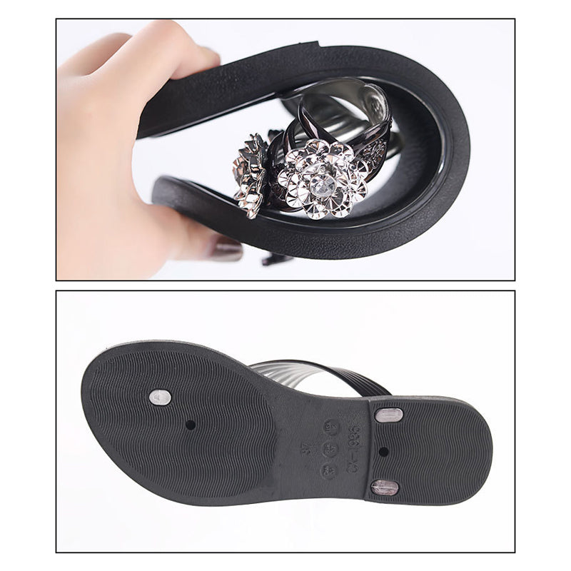 Floral Pattern Cutout Toe Post Flip Flops