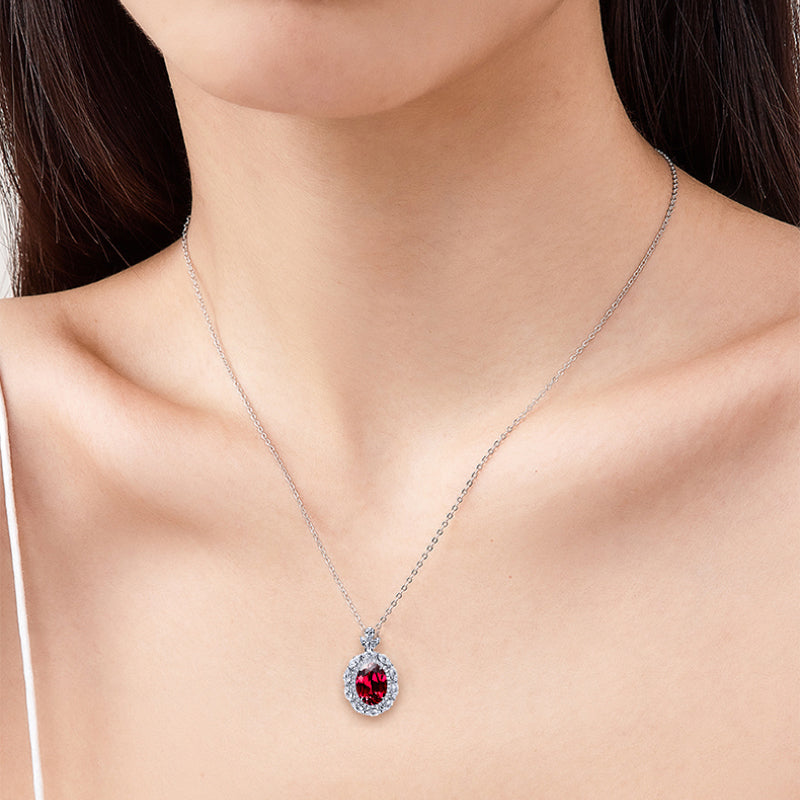 Withinhand Red Vintage Oval Created Necklace Pendant