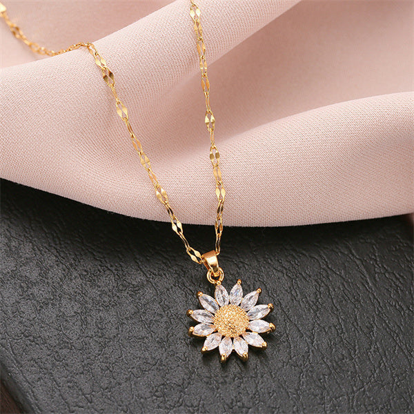 delicated, sparkling, sunflower, clavicle chain
