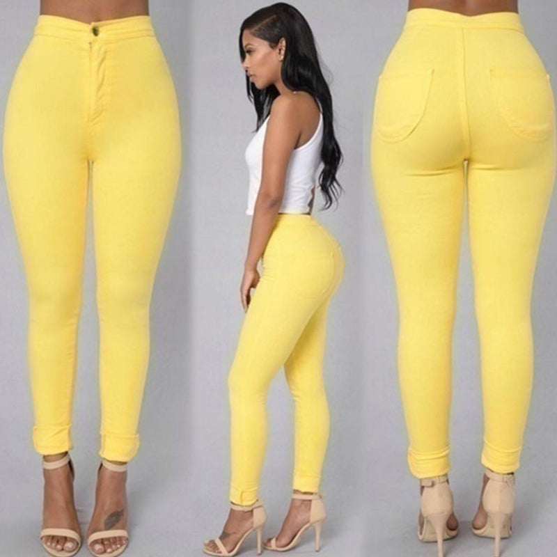 High Waist Skinny Slimming Ankle Banded Pants