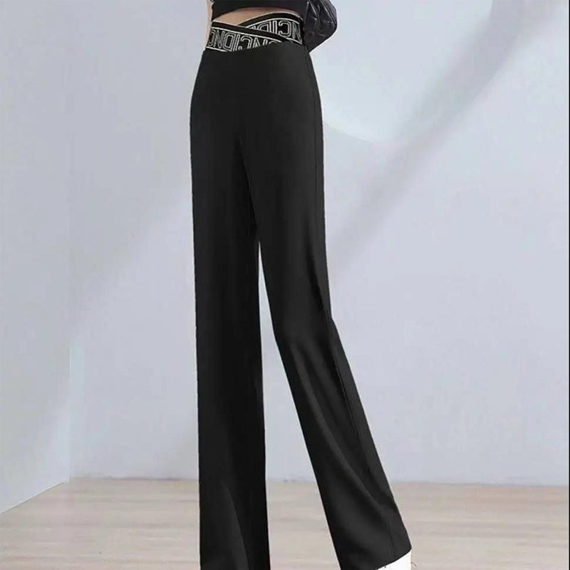 Letter High Waist Wide Leg Pants