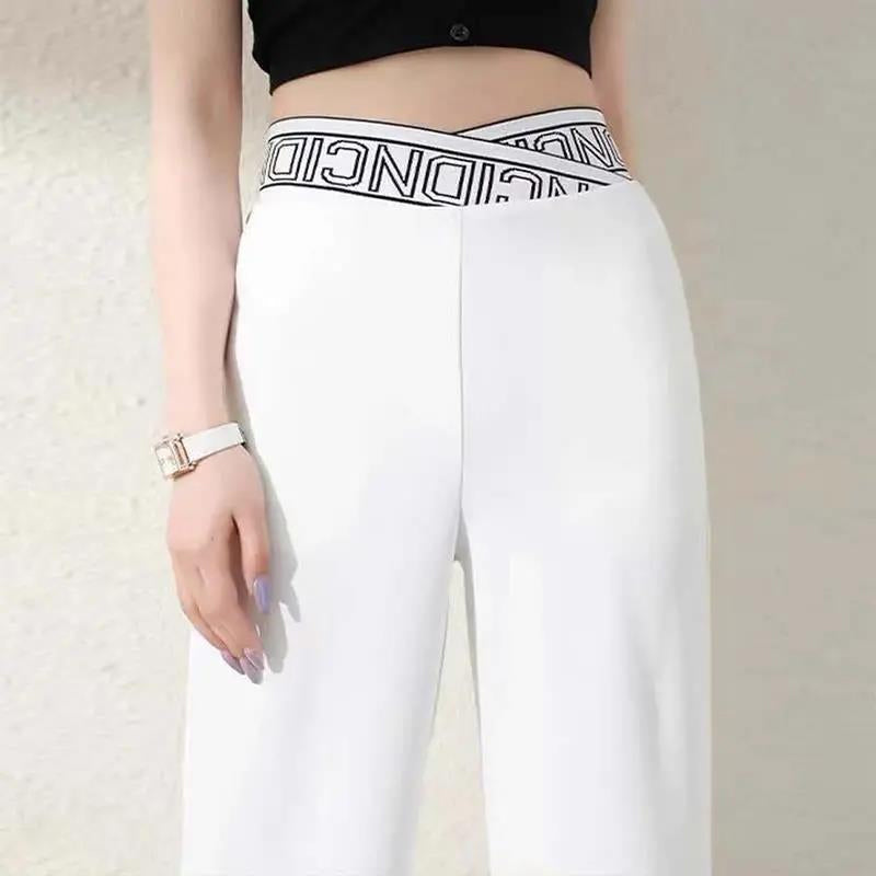 Letter High Waist Wide Leg Pants
