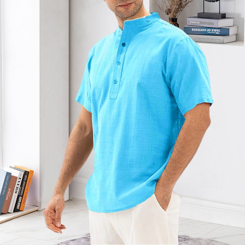 Solid Color Stand Collar Pullover Shirt