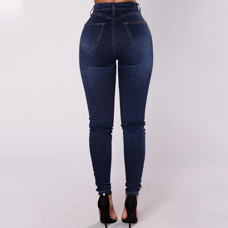 Double-breasted Skinny Jeans with High Waist