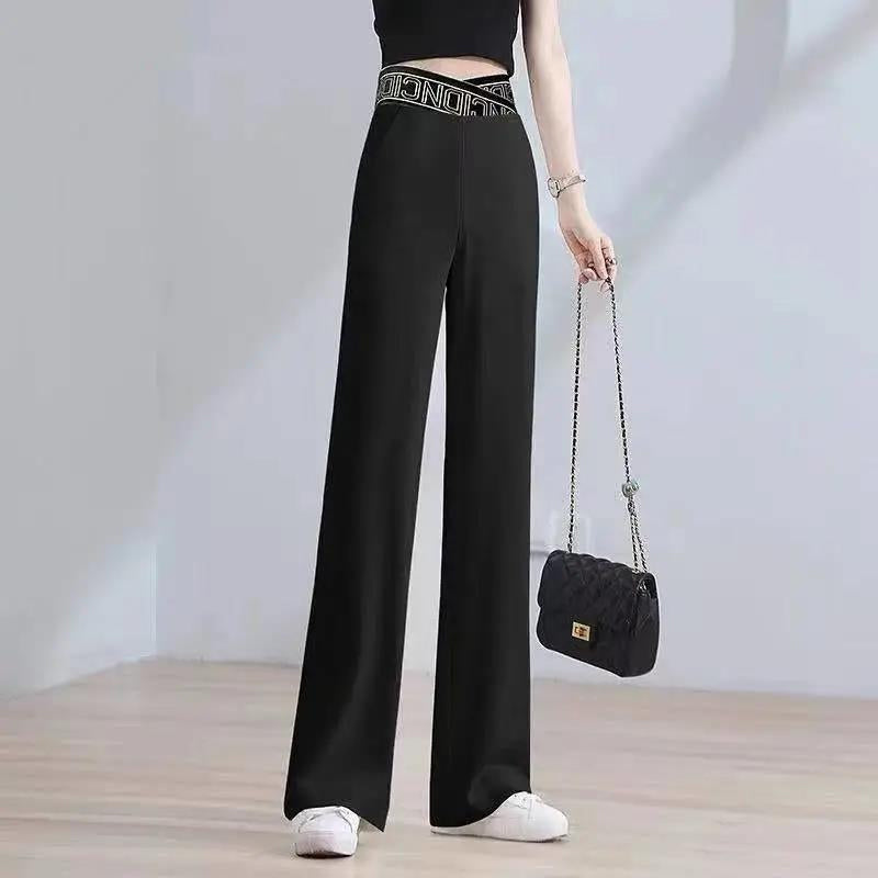 Letter High Waist Wide Leg Pants