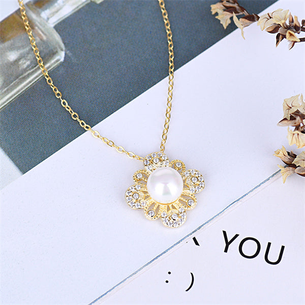 delicated, pearl, flower, clavicle chain