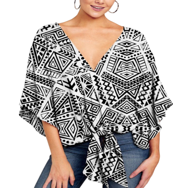 Women's Casual Floral Blouse Batwing Sleeve Loose Fitting Shirts
