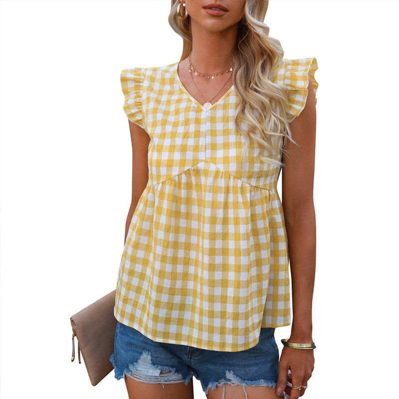 Plaid Sleeveless T-Shirt