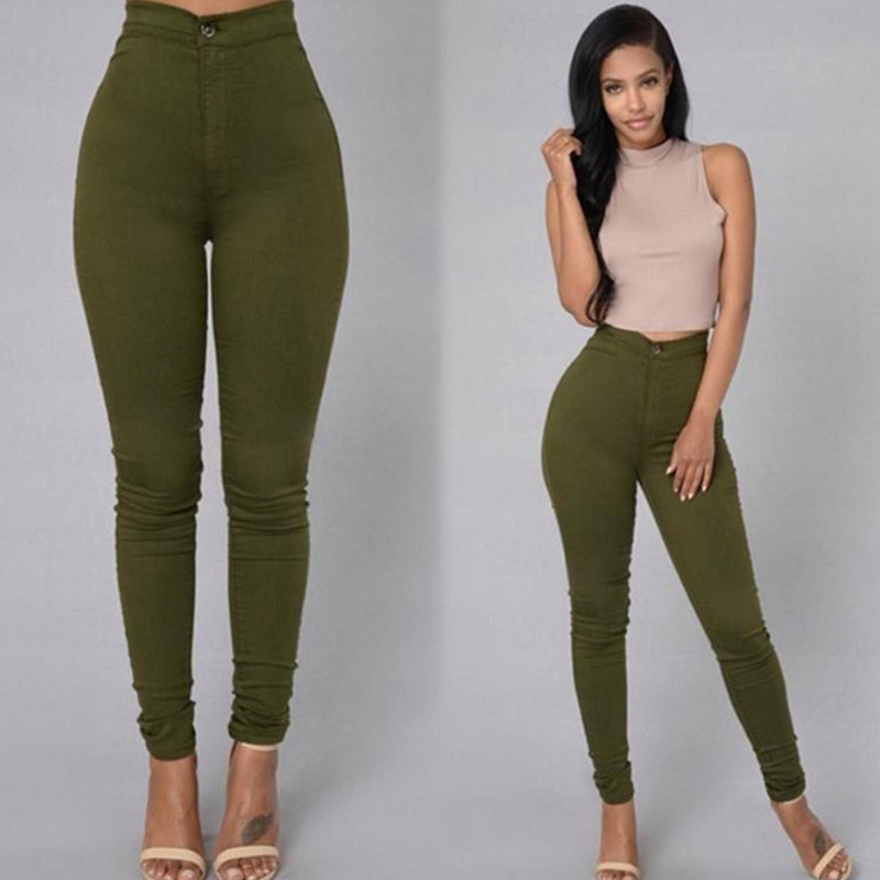 High Waist Skinny Slimming Ankle Banded Pants