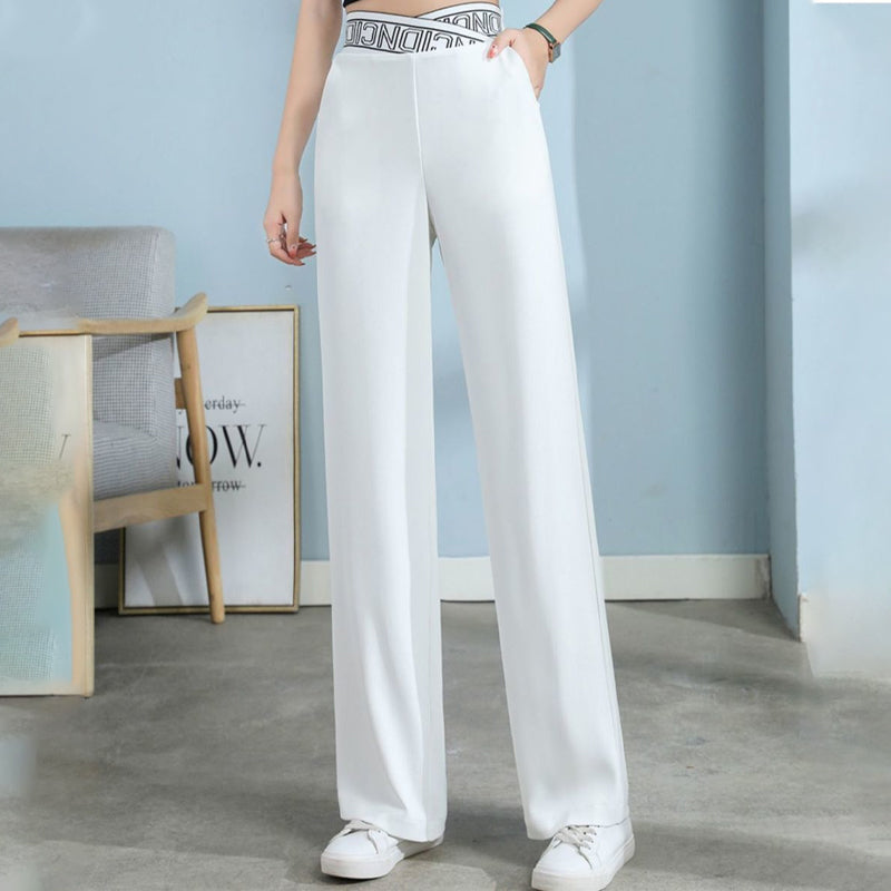 Letter High Waist Wide Leg Pants