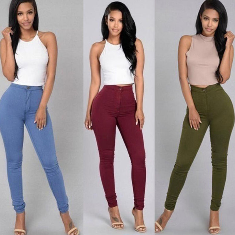 High Waist Skinny Slimming Ankle Banded Pants