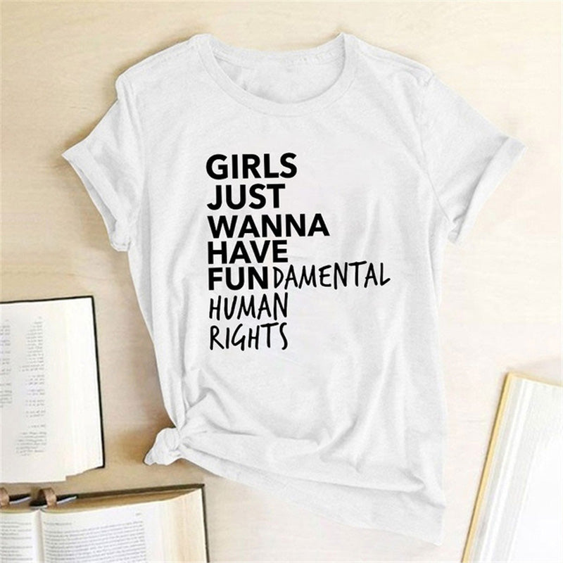 Letters Solid Color T-shirt