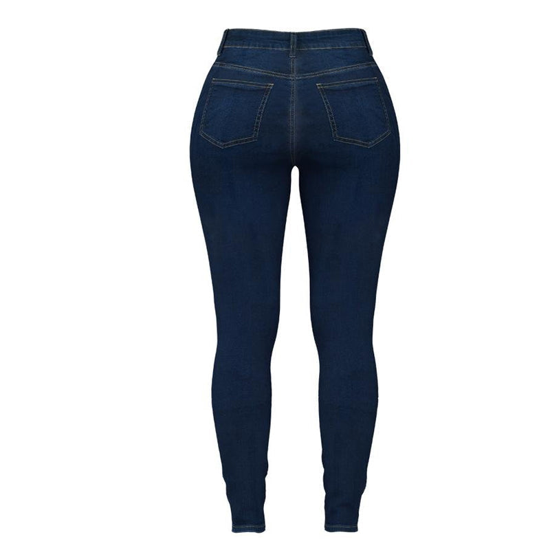 Double-breasted Skinny Jeans with High Waist