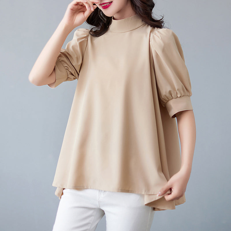 Bow Tie Stand-up Collar Shirt