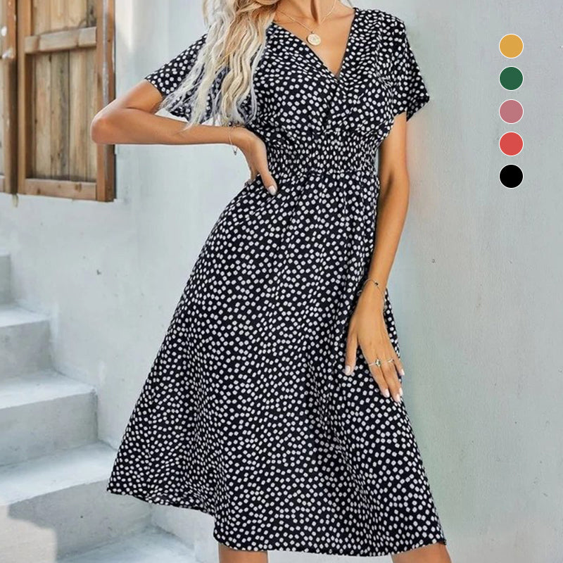 Elegant Solid Polka Dot Print Dress