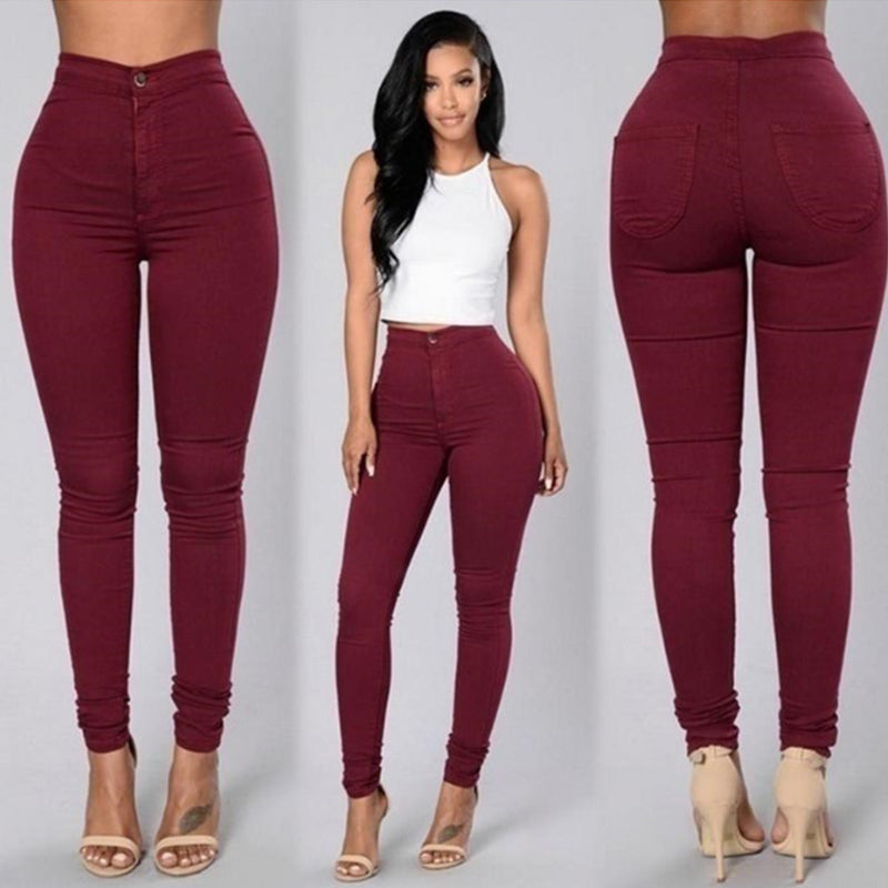 High Waist Skinny Slimming Ankle Banded Pants