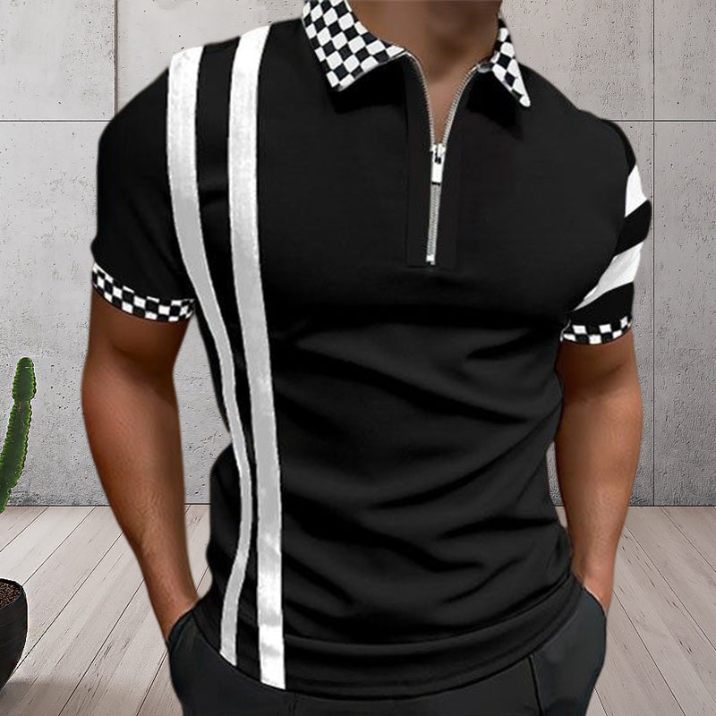 Men's Colorblock Zip Polo Shirt