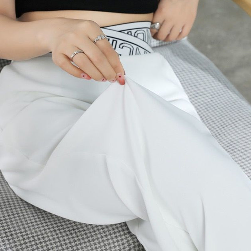 Letter High Waist Wide Leg Pants