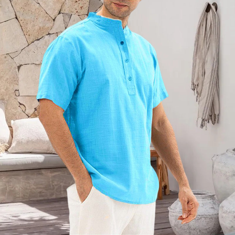 Solid Color Stand Collar Pullover Shirt