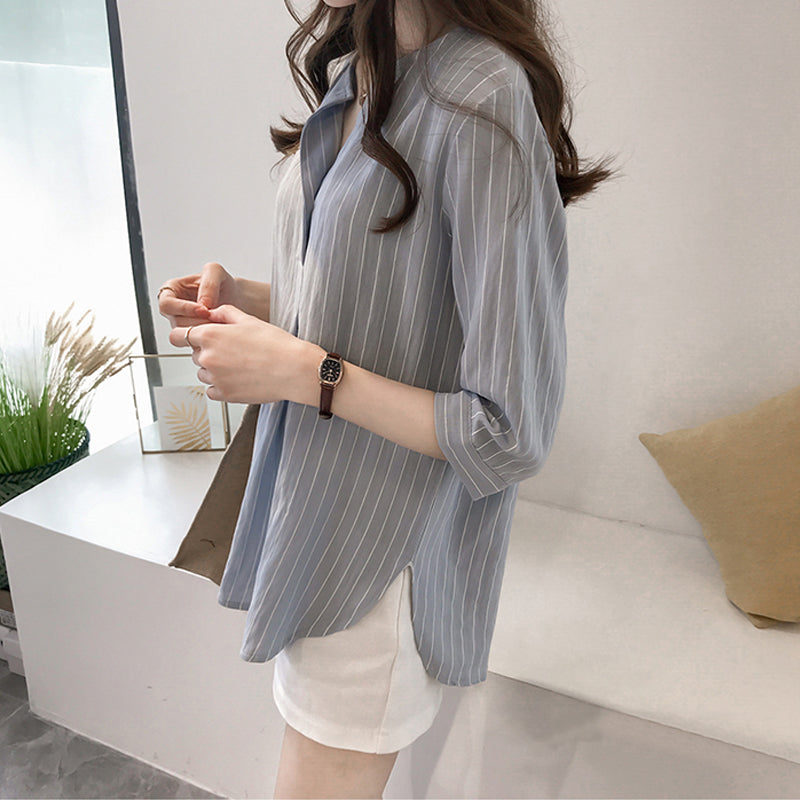 Cotton Linen Striped Shirts
