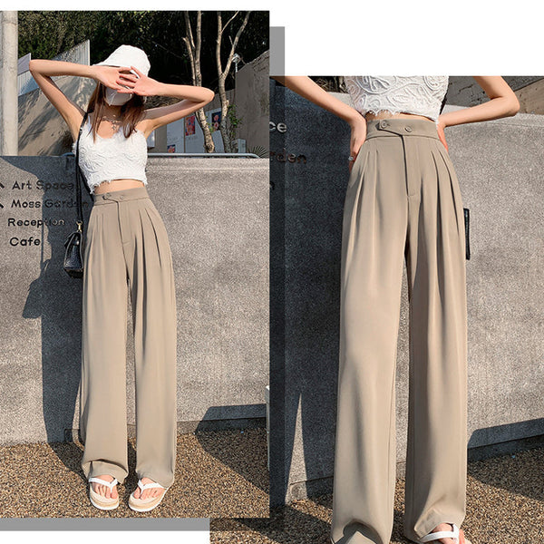 Solid Color Casual Wide Leg Pants