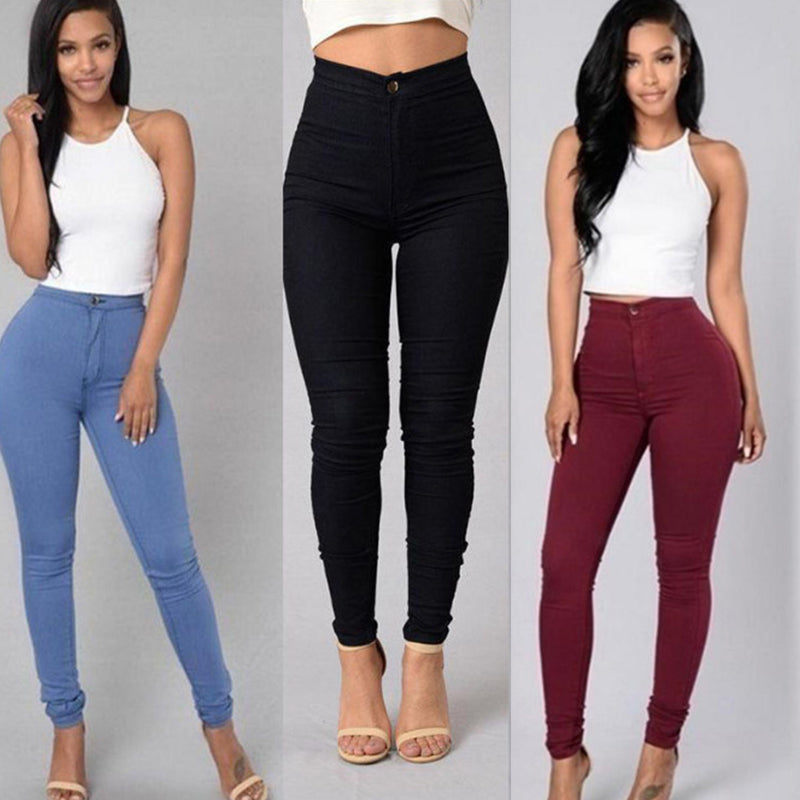High Waist Skinny Slimming Ankle Banded Pants