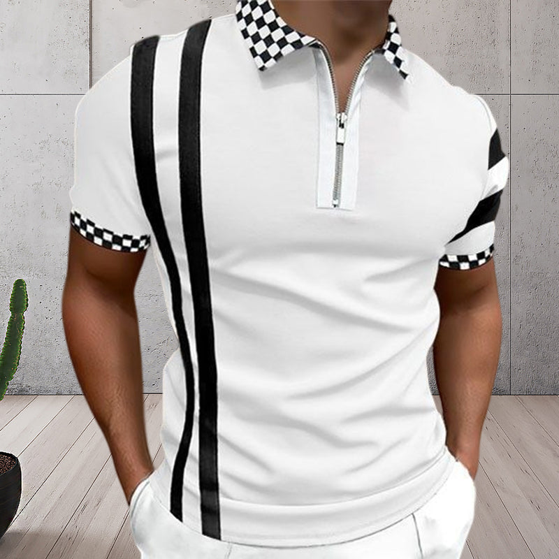 Men's Colorblock Zip Polo Shirt